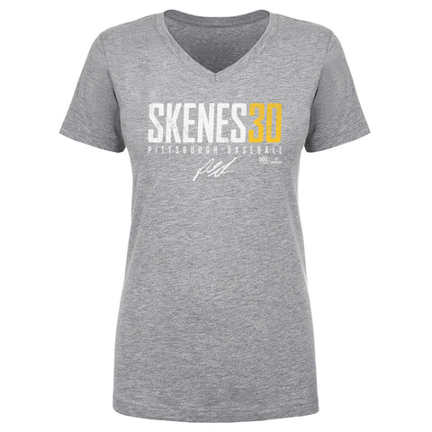 Pittsburgh Pirates Paul Skenes Women's V-Neck T-Shirt Women's V-Neck T-Shirt 500 LEVEL Heather Gray S Women's V-Neck T-Shirt