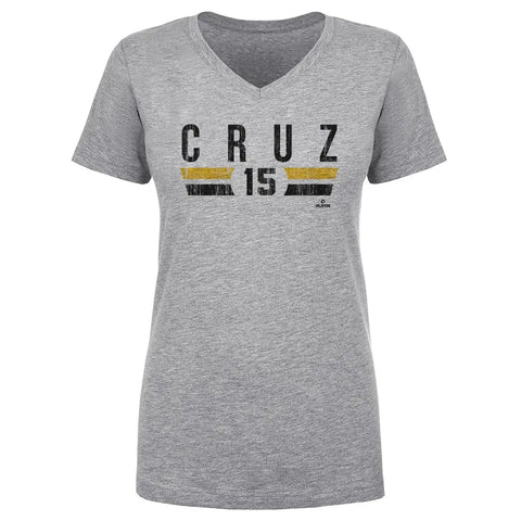 Pittsburgh Pirates Oneil Cruz Women's V-Neck T-Shirt Women's V-Neck T-Shirt 500 LEVEL Heather Gray S Women's V-Neck T-Shirt