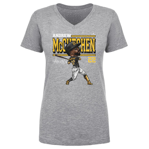 Pittsburgh Pirates Andrew McCutchen Women's V-Neck T-Shirt Women's V-Neck T-Shirt 500 LEVEL Heather Gray S Women's V-Neck T-Shirt