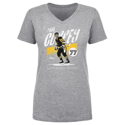 Paul Coffey Pittsburgh Grunge  Women's V-Neck T-Shirt Women's V-Neck T-Shirt 500 LEVEL   