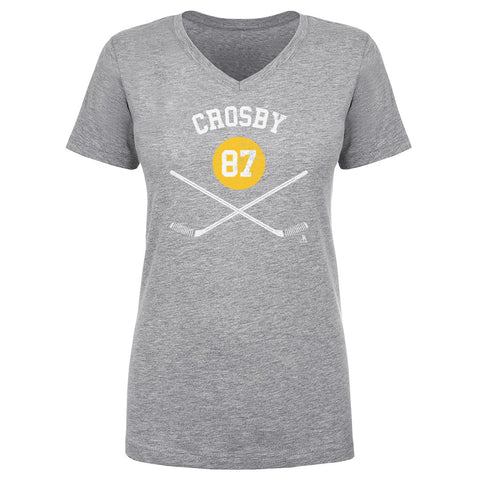 Pittsburgh Penguins Sidney Crosby Women's V-Neck T-Shirt Women's V-Neck T-Shirt 500 LEVEL Heather Gray S Women's V-Neck T-Shirt