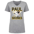 Paul Skenes Pittsburgh Pirates Lightning  | Women's V-Neck T-Shirt Women's V-Neck T-Shirt 500 LEVEL Heather Gray S Women's V-Neck T-Shirt