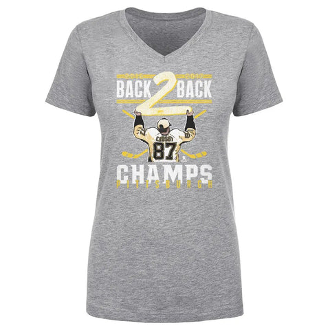 Pittsburgh Penguins Sidney Crosby Women's V-Neck T-Shirt Women's V-Neck T-Shirt 500 LEVEL Heather Gray S Women's V-Neck T-Shirt