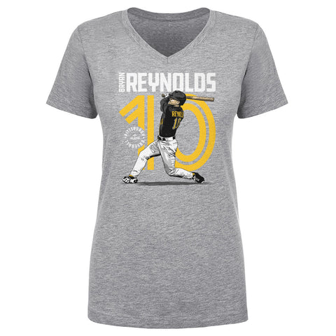 Pittsburgh Pirates Bryan Reynolds Women's V-Neck T-Shirt Women's V-Neck T-Shirt 500 LEVEL Heather Gray S Women's V-Neck T-Shirt