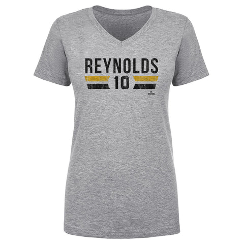 Pittsburgh Pirates Bryan Reynolds Women's V-Neck T-Shirt Women's V-Neck T-Shirt 500 LEVEL Heather Gray S Women's V-Neck T-Shirt