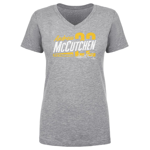 Pittsburgh Pirates Andrew McCutchen Women's V-Neck T-Shirt Women's V-Neck T-Shirt 500 LEVEL Heather Gray S Women's V-Neck T-Shirt