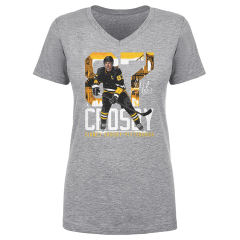 Pittsburgh Penguins Sidney Crosby Women's V-Neck T-Shirt Women's V-Neck T-Shirt 500 LEVEL Heather Gray S Women's V-Neck T-Shirt