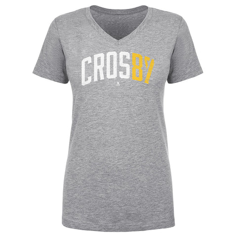 Pittsburgh Penguins Sidney Crosby Women's V-Neck T-Shirt Women's V-Neck T-Shirt 500 LEVEL Heather Gray S Women's V-Neck T-Shirt