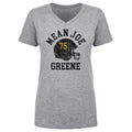 Joe Greene Pittsburgh Helmet Font Women's V-Neck T-Shirt Women's V-Neck T-Shirt 500 LEVEL Heather Gray S Women's V-Neck T-Shirt