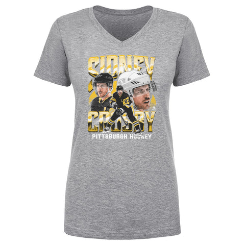 Pittsburgh Penguins Sidney Crosby Women's V-Neck T-Shirt Women's V-Neck T-Shirt 500 LEVEL Heather Gray S Women's V-Neck T-Shirt