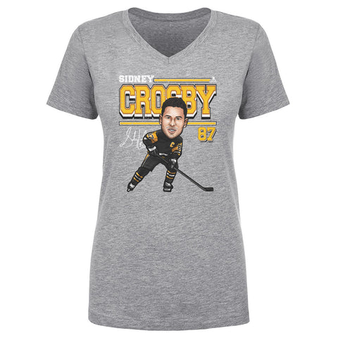 Pittsburgh Penguins Sidney Crosby Women's V-Neck T-Shirt Women's V-Neck T-Shirt 500 LEVEL Heather Gray S Women's V-Neck T-Shirt