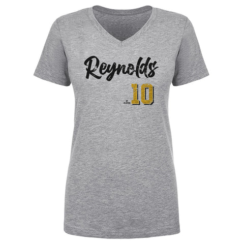 Pittsburgh Pirates Bryan Reynolds Women's V-Neck T-Shirt Women's V-Neck T-Shirt 500 LEVEL Heather Gray S Women's V-Neck T-Shirt