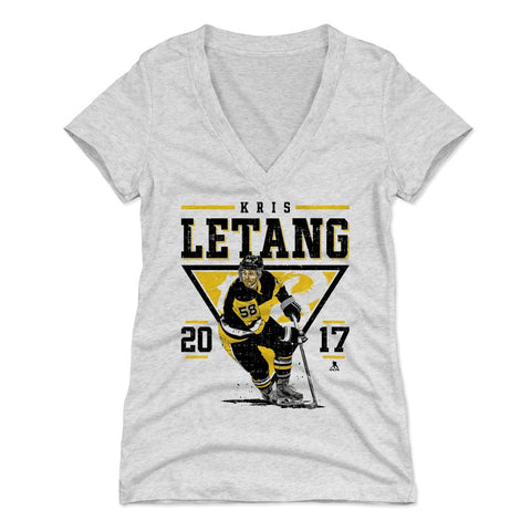 Pittsburgh Penguins Kris Letang Women's V-Neck T-Shirt Women's V-Neck T-Shirt 500 LEVEL Tri Ash S Women's V-Neck T-Shirt