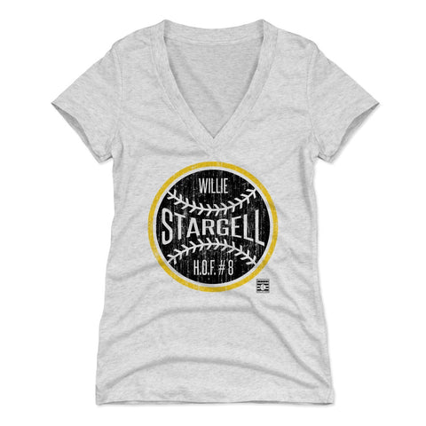 Pittsburgh Pirates Willie Stargell Women's V-Neck T-Shirt Women's V-Neck T-Shirt 500 LEVEL Tri Ash S Women's V-Neck T-Shirt