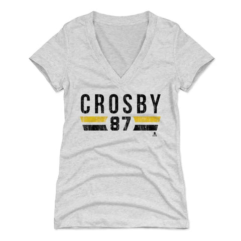 Pittsburgh Penguins Sidney Crosby Women's V-Neck T-Shirt Women's V-Neck T-Shirt 500 LEVEL Tri Ash S Women's V-Neck T-Shirt