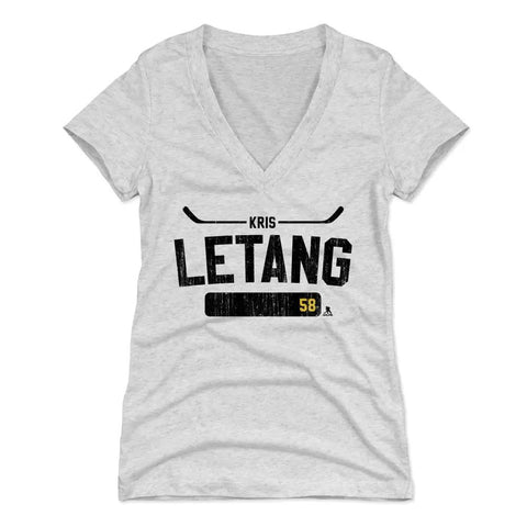 Pittsburgh Penguins Kris Letang Women's V-Neck T-Shirt Women's V-Neck T-Shirt 500 LEVEL Tri Ash S Women's V-Neck T-Shirt