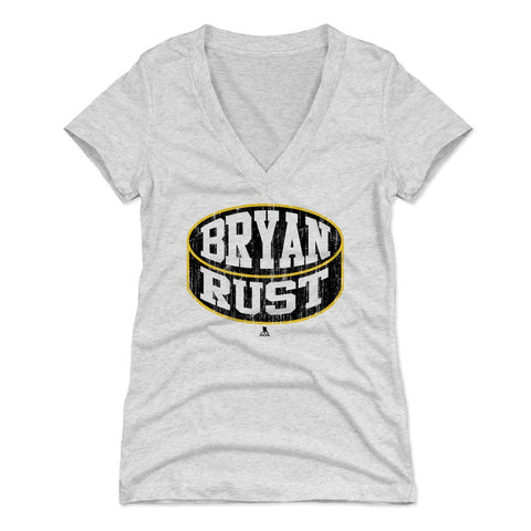 Pittsburgh Penguins Bryan Rust Women's V-Neck T-Shirt Women's V-Neck T-Shirt 500 LEVEL Tri Ash S Women's V-Neck T-Shirt