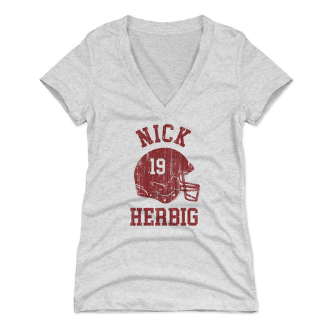 Nick Herbig College Helmet Font Women's V-Neck T-Shirt Women's V-Neck T-Shirt 500 LEVEL   