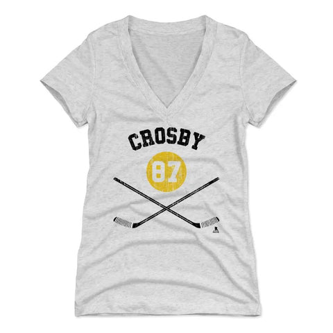 Pittsburgh Penguins Sidney Crosby Women's V-Neck T-Shirt Women's V-Neck T-Shirt 500 LEVEL Tri Ash S Women's V-Neck T-Shirt