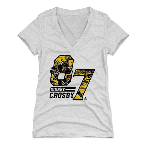 Pittsburgh Penguins Sidney Crosby Women's V-Neck T-Shirt Women's V-Neck T-Shirt 500 LEVEL Tri Ash S Women's V-Neck T-Shirt