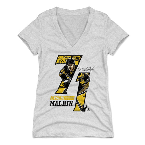 Pittsburgh Penguins Evgeni Malkin Women's V-Neck T-Shirt Women's V-Neck T-Shirt 500 LEVEL Tri Ash S Women's V-Neck T-Shirt