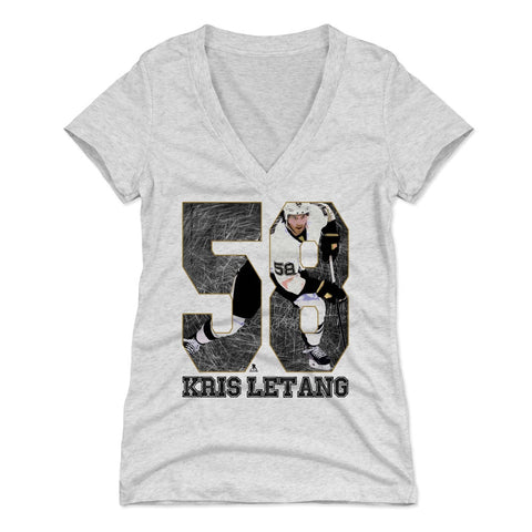 Pittsburgh Penguins Kris Letang Women's V-Neck T-Shirt Women's V-Neck T-Shirt 500 LEVEL Tri Ash S Women's V-Neck T-Shirt