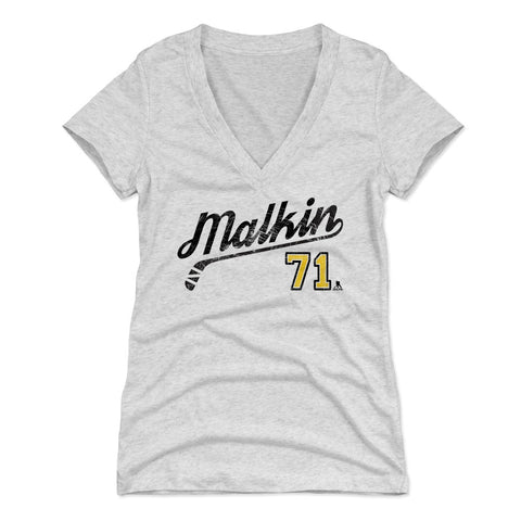 Pittsburgh Penguins Evgeni Malkin Women's V-Neck T-Shirt Women's V-Neck T-Shirt 500 LEVEL Tri Ash S Women's V-Neck T-Shirt