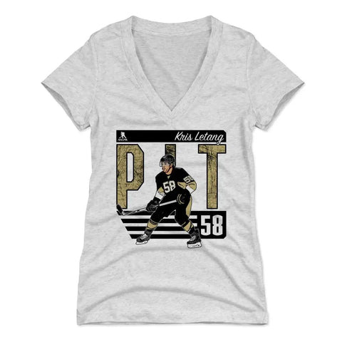 Pittsburgh Penguins Kris Letang Women's V-Neck T-Shirt Women's V-Neck T-Shirt 500 LEVEL Tri Ash S Women's V-Neck T-Shirt