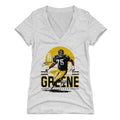 Joe Greene Pittsburgh Skyline Women's V-Neck T-Shirt Women's V-Neck T-Shirt 500 LEVEL Tri Ash S Women's V-Neck T-Shirt