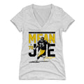 Joe Greene Pass Rush Pittsburgh Women's V-Neck T-Shirt Women's V-Neck T-Shirt 500 LEVEL Tri Ash S Women's V-Neck T-Shirt