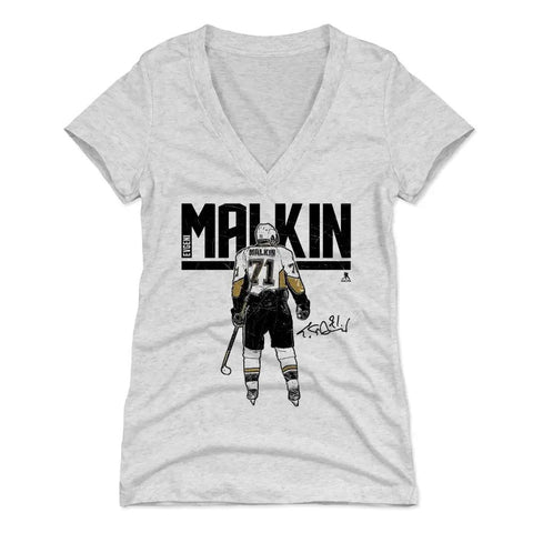 Pittsburgh Penguins Evgeni Malkin Women's V-Neck T-Shirt Women's V-Neck T-Shirt 500 LEVEL Tri Ash S Women's V-Neck T-Shirt