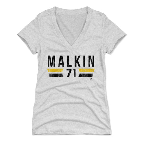 Pittsburgh Penguins Evgeni Malkin Women's V-Neck T-Shirt Women's V-Neck T-Shirt 500 LEVEL Tri Ash S Women's V-Neck T-Shirt