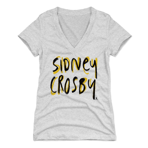 Pittsburgh Penguins Sidney Crosby Women's V-Neck T-Shirt Women's V-Neck T-Shirt 500 LEVEL Tri Ash S Women's V-Neck T-Shirt