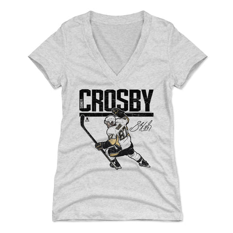 Pittsburgh Penguins Sidney Crosby Women's V-Neck T-Shirt Women's V-Neck T-Shirt 500 LEVEL Tri Ash S Women's V-Neck T-Shirt