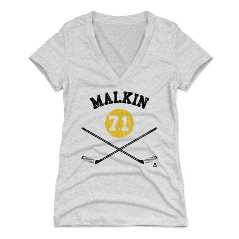 Pittsburgh Penguins Evgeni Malkin Women's V-Neck T-Shirt Women's V-Neck T-Shirt 500 LEVEL Tri Ash S Women's V-Neck T-Shirt