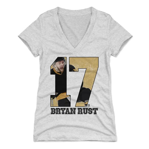 Pittsburgh Penguins Bryan Rust Women's V-Neck T-Shirt Women's V-Neck T-Shirt 500 LEVEL Tri Ash S Women's V-Neck T-Shirt