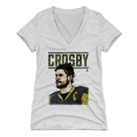 Pittsburgh Penguins Sidney Crosby Women's V-Neck T-Shirt Women's V-Neck T-Shirt 500 LEVEL Tri Ash S Women's V-Neck T-Shirt