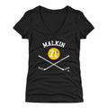 Pittsburgh Penguins Evgeni Malkin Women's V-Neck T-Shirt Women's V-Neck T-Shirt 500 LEVEL Tri Black S Women's V-Neck T-Shirt