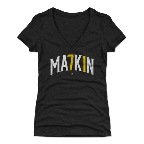 Pittsburgh Penguins Evgeni Malkin Women's V-Neck T-Shirt Women's V-Neck T-Shirt 500 LEVEL Tri Black S Women's V-Neck T-Shirt
