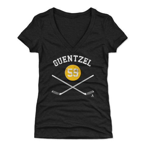 Pittsburgh Penguins Jake Guentzel Women's V-Neck T-Shirt Women's V-Neck T-Shirt 500 LEVEL Tri Black S Women's V-Neck T-Shirt