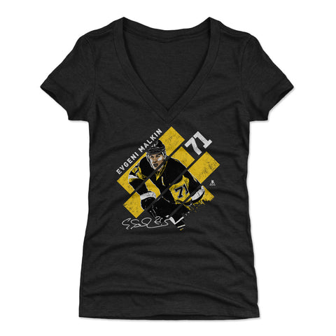 Pittsburgh Penguins Evgeni Malkin Women's V-Neck T-Shirt Women's V-Neck T-Shirt 500 LEVEL Tri Black S Women's V-Neck T-Shirt