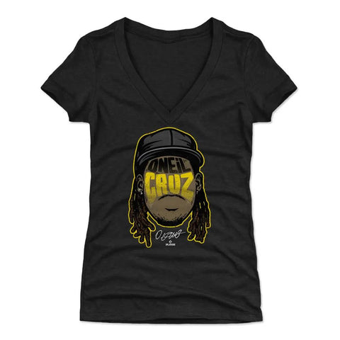 Pittsburgh Pirates Oneil Cruz Women's V-Neck T-Shirt Women's V-Neck T-Shirt 500 LEVEL Tri Black S Women's V-Neck T-Shirt