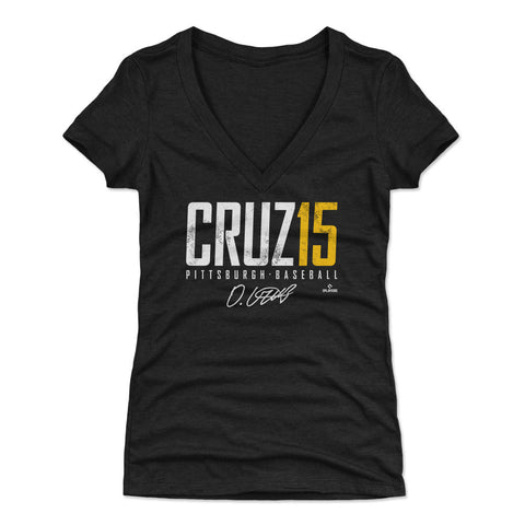 Pittsburgh Pirates Oneil Cruz Women's V-Neck T-Shirt Women's V-Neck T-Shirt 500 LEVEL Tri Black S Women's V-Neck T-Shirt