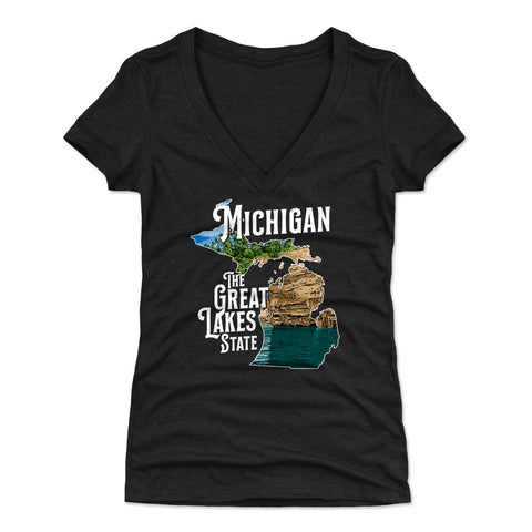 Michigan The Great Lakes State Silhouette WHT