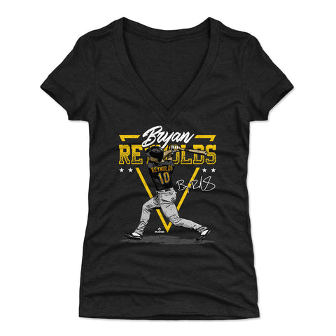 Pittsburgh Pirates Bryan Reynolds Women's V-Neck T-Shirt Women's V-Neck T-Shirt 500 LEVEL Tri Black S Women's V-Neck T-Shirt