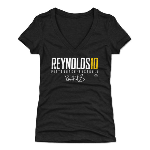 Pittsburgh Pirates Bryan Reynolds Women's V-Neck T-Shirt Women's V-Neck T-Shirt 500 LEVEL Tri Black S Women's V-Neck T-Shirt