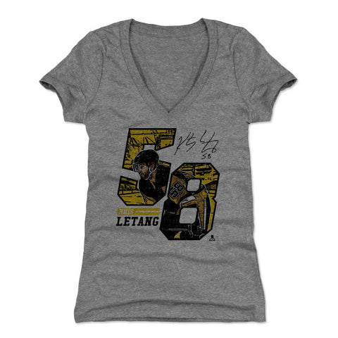 Pittsburgh Penguins Kris Letang Women's V-Neck T-Shirt Women's V-Neck T-Shirt 500 LEVEL Tri Gray S Women's V-Neck T-Shirt