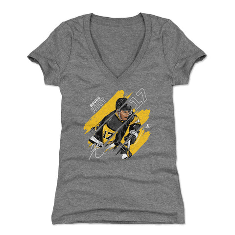 Pittsburgh Penguins Bryan Rust Women's V-Neck T-Shirt Women's V-Neck T-Shirt 500 LEVEL Tri Gray S Women's V-Neck T-Shirt