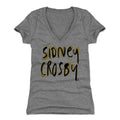 Pittsburgh Penguins Sidney Crosby Women's V-Neck T-Shirt Women's V-Neck T-Shirt 500 LEVEL Tri Gray S Women's V-Neck T-Shirt