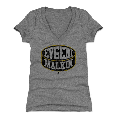 Pittsburgh Penguins Evgeni Malkin Women's V-Neck T-Shirt Women's V-Neck T-Shirt 500 LEVEL Tri Gray S Women's V-Neck T-Shirt